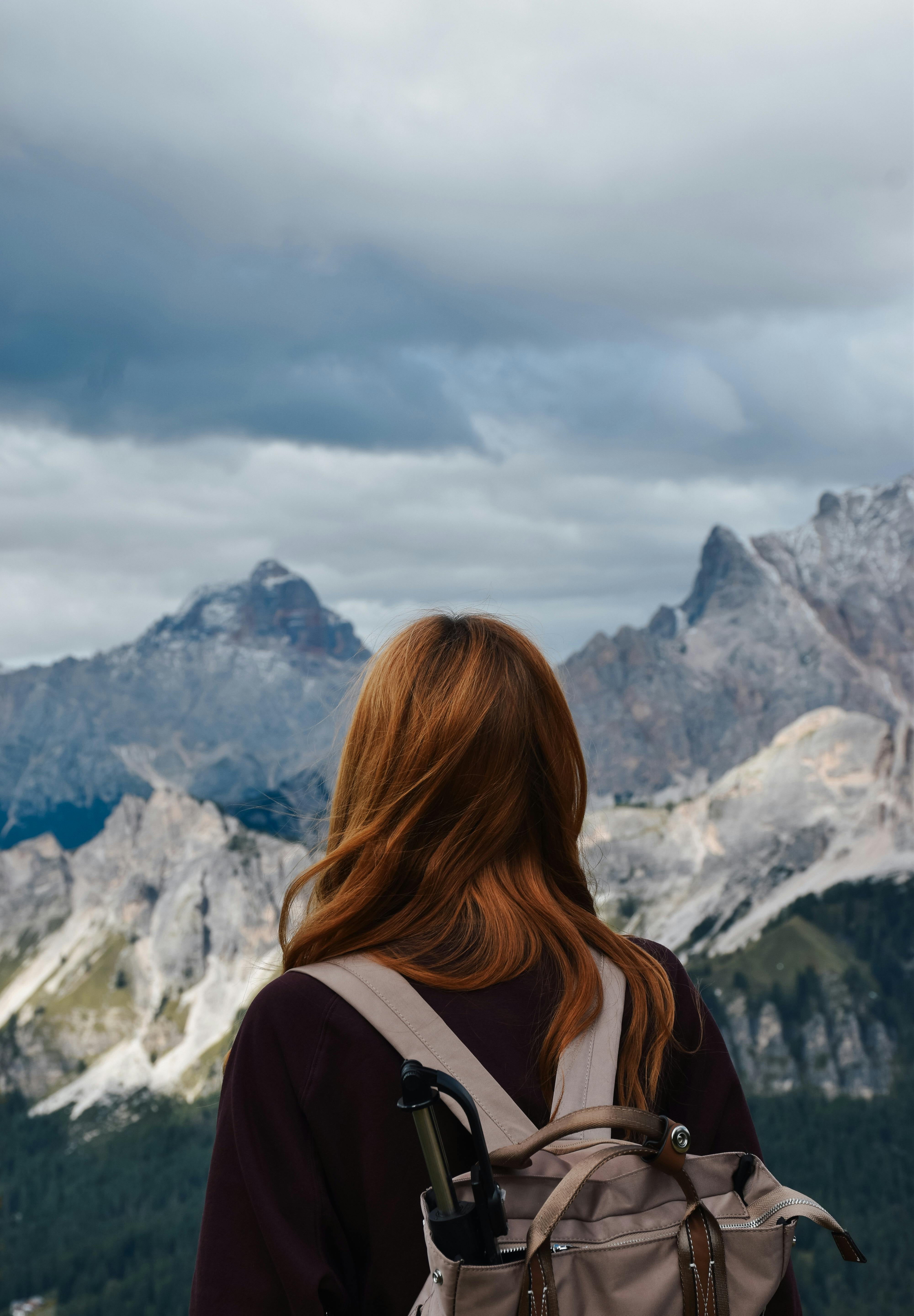 Girl looking out over the mountains before enjoying a nuwave protein shake.