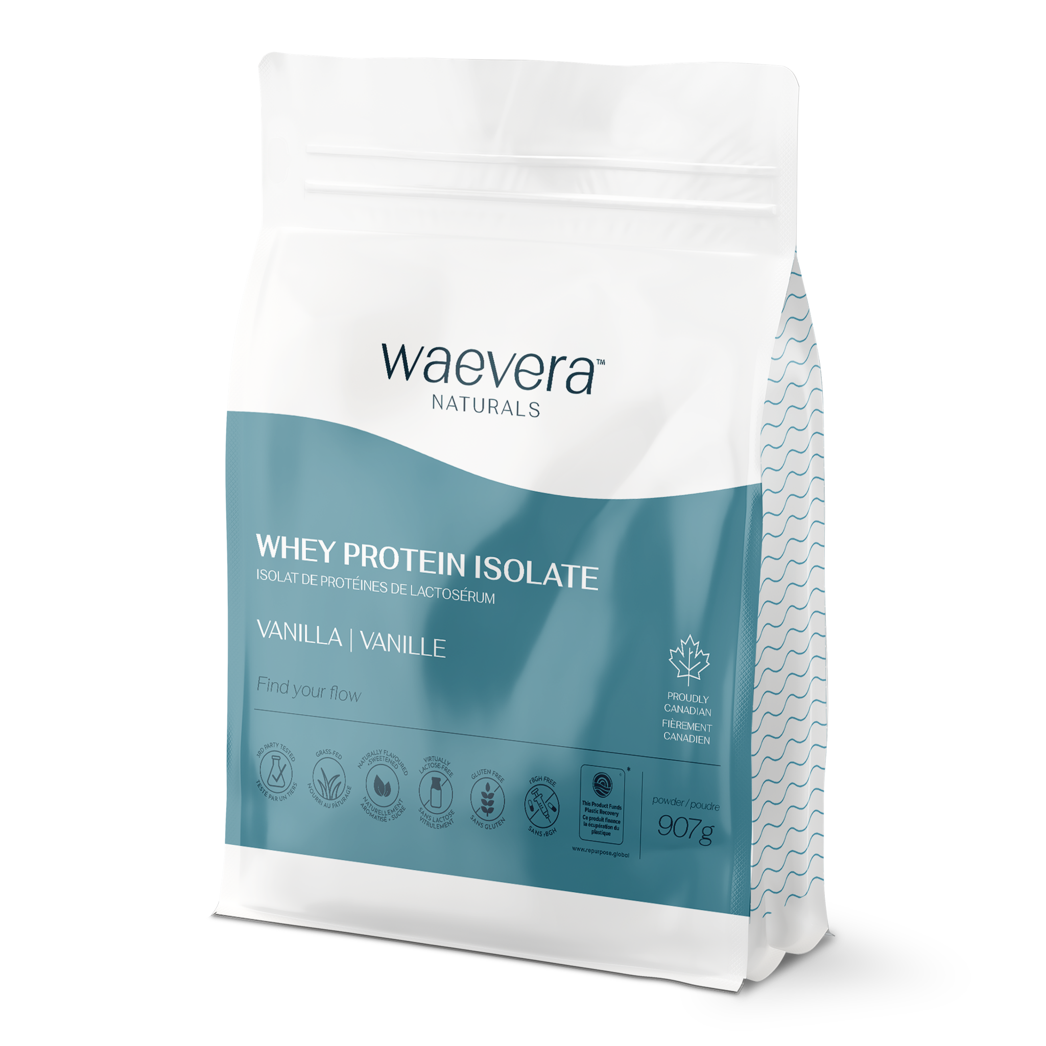 waevera Vanilla Whey Protein Isolate in a 2lb bag